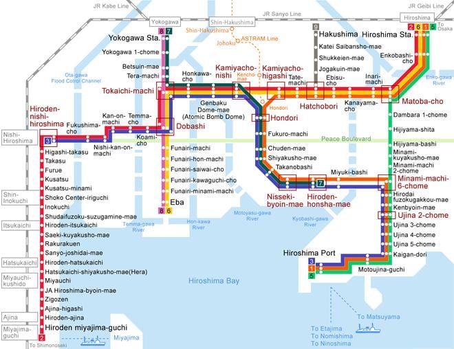 Kartta hiroshima raitiovaunu