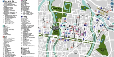 Hiroshima nähtävyydet kartta